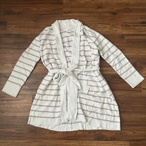 Barefoot Dreams CozyChic Lite Robe Neutral Striped Lounge Cardigan S/M Lounge